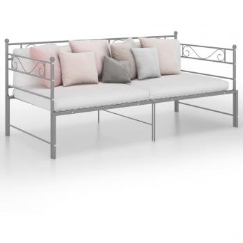 Estructura de sofá cama extraíble de metal gris 90x200 cm