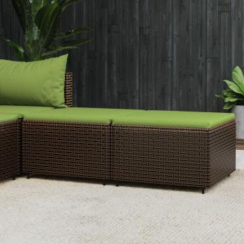 Garden Footrests with Cushions 2 pcs Brown Poly Rattan