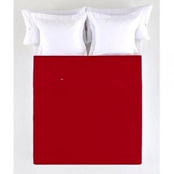 ES-TELA - Sábana encimera COMBI LISO CALA color Burdeos - Cama de 135 cm. - 100% Algodón - 144 Hilos