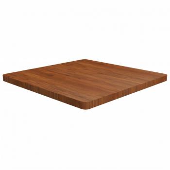 Mesa cuadrada de madera de roble marrón oscuro 80x80x4 cm tratada