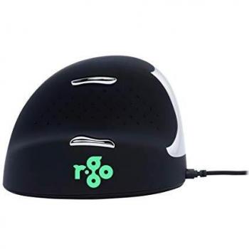 R-Go HE Break Ratón ergonómico con Software antirSI, para Zurdos, prevención de Tenis, ratón Ergo Vertical con Cable USB, 500/1500/2000/3500 dpi, 5 Teclas, para Windows/MacOS