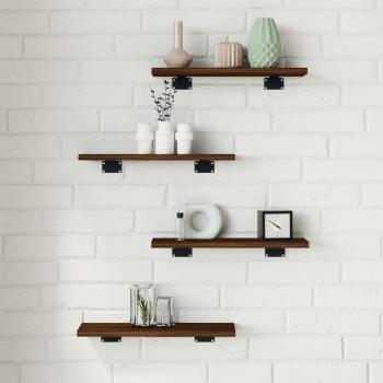 Estantes de pared 4 piezas madera de ingeniería marrón roble 40x10x1,5 cm