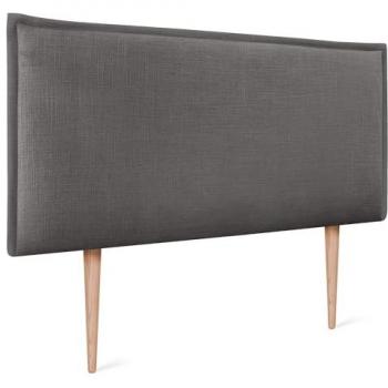 Cabecero Tapizado de Lino Natural Gris Oscuro 80x105cm con Ribete y Patas para Camas 70/80/90