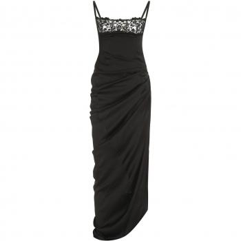 Jacquemus Women's Brodée Satin Gown in Black | Size 36 | Color 990