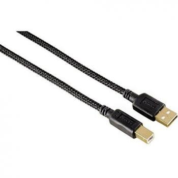 Cable USB 2.0 de 1,5m con revestimiento de nylon y conectores dorados, compatible con PC, notebook y impresoras