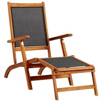 vidaXL Sun Lounger Solid Acacia Wood and Textilene