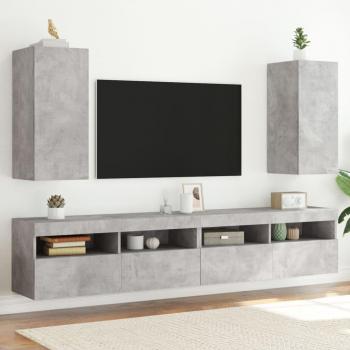 Mueble TV de pared con luces LED 2 piezas gris hormigón 30,5x35x70cm Vidaxl