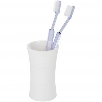 WENKO 19734100 Vaso de dientes Vetto blanco, Plástico, 7.1 x 11.5 x 7.1 cm, Blanco
