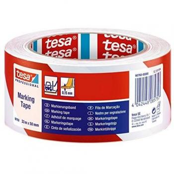 TESA 60760-00088-15 - Cinta Señalización temporal serie 60760-33m x 50mm Roja/Blanca