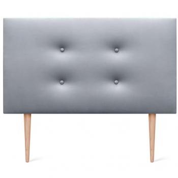 Cabecero Tapizado de Polipiel Aqualine Pro con 2 Hileras de Botones y Patas - Plata (90x105cm)