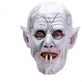 Máscara de Vampiro Blanco de Látex con diseño detallado, material flexible y duradero, adecuada para fiestas de Halloween y eventos temáticos