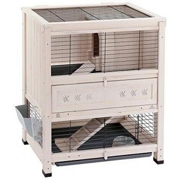 Ferplast Conejera de Interior Cottage Mini, Conejillos de Indias, Jaula para Conejos, Madera Resistente, Estructura de Dos Pisos, Accesorios incluidos, 78,5 x 59,5 x h 94 cm