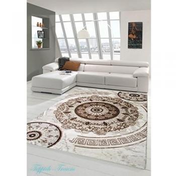 Diseñador de alfombras Lurex Crema modelada clásicamente marrón, beige, crema