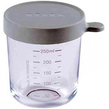 BÉABA Tarros de Conservación para Bebé, Tupper en Cristal, Resistente al calor, Recipientes para guardar la comida de Bebé, Con indicador de cantidad, 1x 250ml, Azul