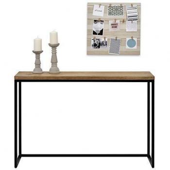 Consola Recibidor iCub Big Wood 100x30x80cm Negra en Madera Maciza de Pino con Acabado Vintage Estilo Industrial