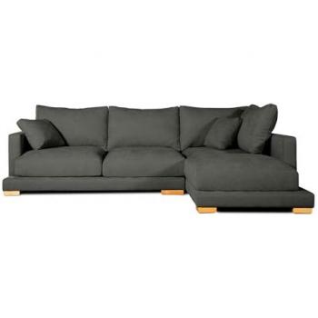 Sofá Chaise Longue Esquinero Sjorn Derecha 270x191 cm Desenfundable con Sistema Acualine Negro - Estilo Japonés y Espuma D30 - Montaje Incluido - Moderno y Confort