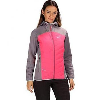 Regatta Andreson IV Lightweight Insulated and Water Repellent Hybrid Down Chaqueta, Mujer, Rock Grey/Neon Pink, 42