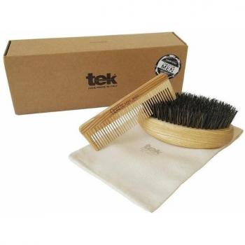 Tek Set para Barba Vegano con Cepillo, Peine y Bolsa - 1 Unidad
