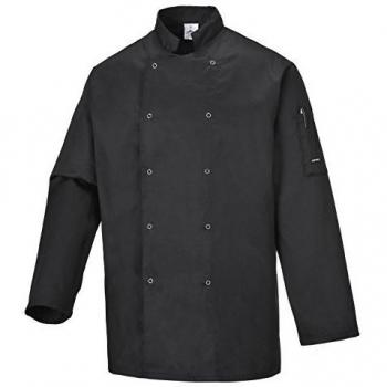 Chaqueta de Chef Suffolk de Manga Larga Negra Portwest Talla S