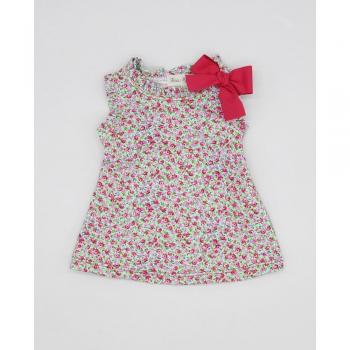 Vestido de bebé niña con lazo y flores