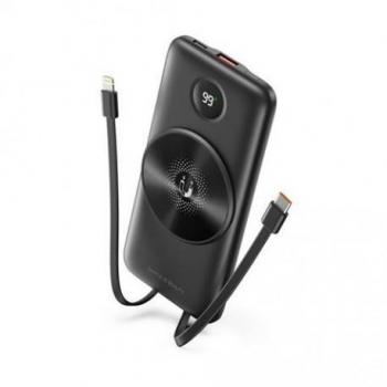 XO Powerbank PR186 10000mAh con Carga Inalámbrica - Carga Rápida - Pantalla LCD - Cable USB-C y Cable Lightning