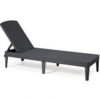 Keter Jaipur Tumbona plegable de jardín exterior, Grafito, 58 x 187 x 29 cm