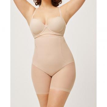 Pantalón faja alta reductora Ysabel Mora 19612 con tejido invisible en color piel, talla SG/XL