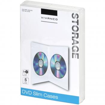 Vivanco double slim lote de fundas para cd y dvd 5 unidades transparente