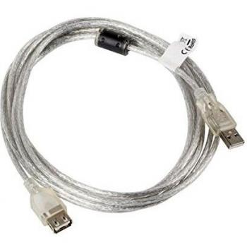 CABLE ALARGADOR LANBERG USB 2.0 MACHO HEMBRA FERRITA 3M TRANSPARENTE