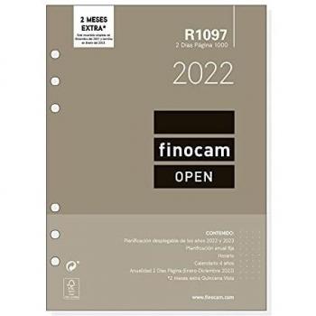 Finocam - Recambio Anual 2022 2 Días Página, de Enero 2022 a Diciembre 2022