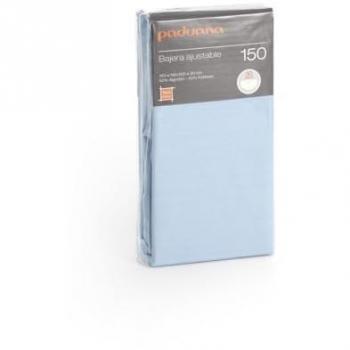 Sábana Bajera Ajustable Liso Combi Azul Claro 144 Hilos para Colchones Altos 30 cm y Largo hasta 200 cm - Paduana