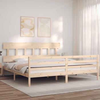 Cama Tsunbed con cabecero 200x200 cm en madera maciza color marrón