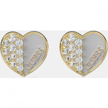 Guess Pendientes Lovely JUBE03048JWYGWHT-U de Acero Dorado con Circonitas para Mujer
