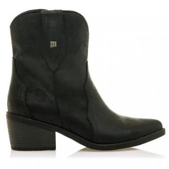 Botines de tacón para mujer MTNG Tanubis negro con cierre de cremallera y puntera afilada estilo cowboy