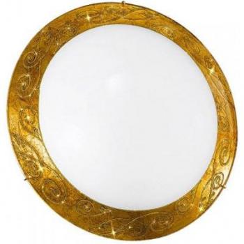 Plafón Decorativo SERENA de Diseño en Oro de 24 Quilates con 3 Bombillas y Pantalla Medici Gold
