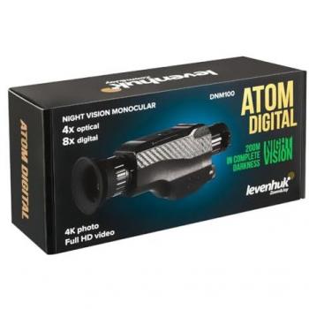 Monocular de visión nocturna Levenhuk Atom Digital DNM100, tipo digital, características: aumento 3x, campo de visión de 10° a 1000 m, sensor CMOS de alta sensibilidad, grabación de vídeo y fotografía