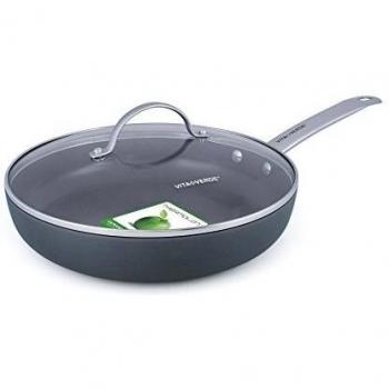 GreenPan Vitaverde – Sartén antiadherente anodizada y tapa, cerámica, 26 cm, color gris