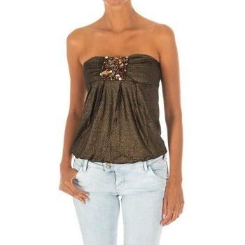Camiseta Sin Mangas Met Efecto Top Tejido Ancho 10DMT0084 Mujer - Viscosa Amarilla Talla X-Small