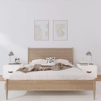 Mesita de noche 2 piezas Blanco 40x34x35 cm Madera maciza de pino