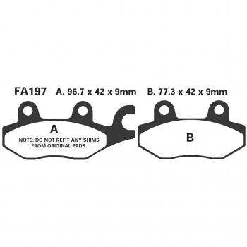 Pastillas de Freno Sinterizadas EBC FA197HH - Alta resistencia al desgaste, excelente rendimiento en condiciones húmedas, reducción de ruido y vibraciones, diseño específico para motocicletas, fácil instalación