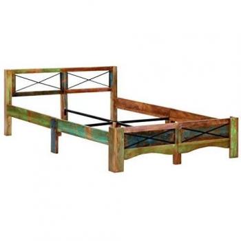 vidaXL Estructura de cama de madera maciza reciclada 140x200 cm