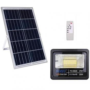 Foco LED Solar Autónomo 25W con Mando a Distancia, Sensor Crepuscular y Temporizador - Iluminación Exterior Eficiente 6500K