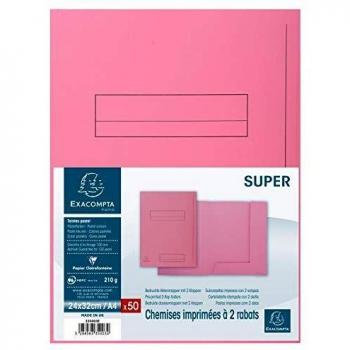 Paquete de 50 chemises Super 210 con 2 rabats, color rosa, 210 g/m², dimensiones 24 x 32 cm