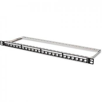 Panel de Parcheo Modular Digitus - 24 Puertos - 0.5U - Compatible con Rack de 19 - Para Módulos Keystone RJ45 - Apantallado - Color Negro