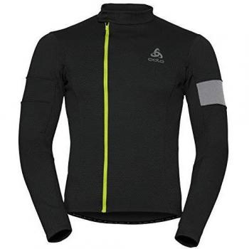 Odlo Lombardia - Chaqueta con Cuello Alto y Cremallera para Hombre, Hombre, Chaquetas, 411302, Negro - Seguridad Amarillo, Small