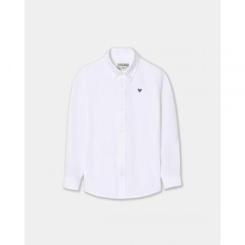 Silbon - Camisa de niño lisa de manga larga en color blanco, ideal para ocasiones formales o informales