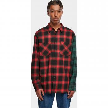 Oversized Cotton Check Shirt in Black/Red/Green