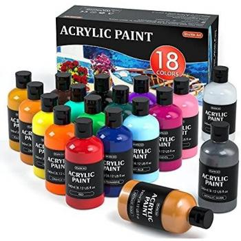 Acrylic Paint, Shuttle Art 18 Colours Acrylic Paint Bottle Set