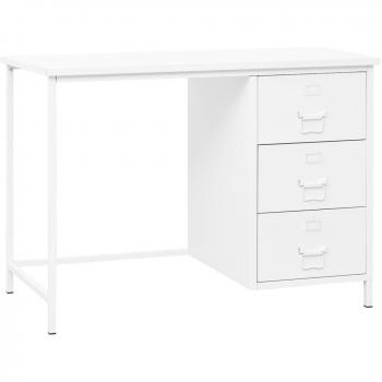 vidaXL Industrial Desk with Drawers White 105x52x75 cm Steel
