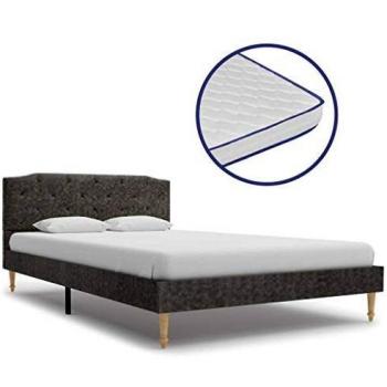 vidaXL Cama con Colchón Viscoelástico de Tela Gris Oscura 120x200cm Tapizada Mobiliario Somieres Diseño Discreto Elegante Estructura Robusta Duradera